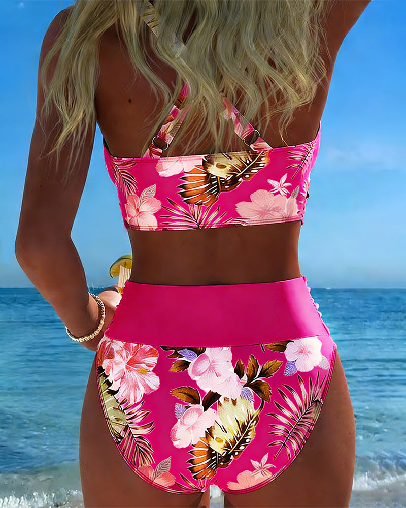 Jolina | Bikini Floral con Abertura Contrastante