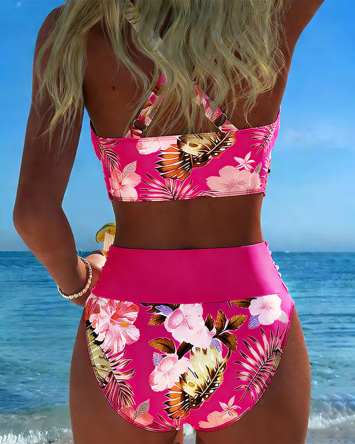 Jolina | Bikini Floral con Abertura Contrastante