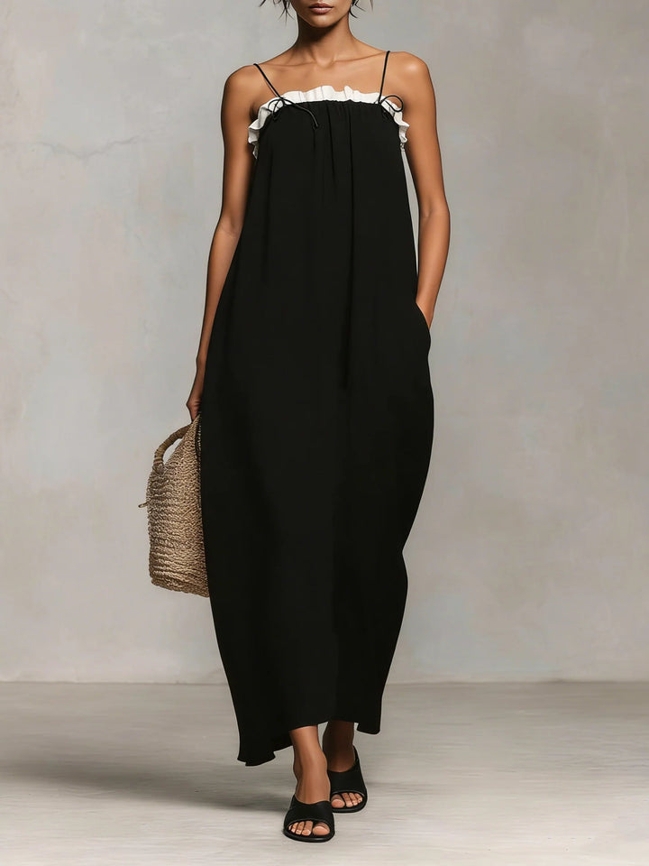 Mirelle™ | Vestido Maxi con Bloques de Color y Tirantes Espagueti