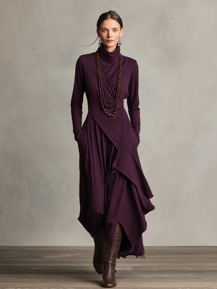 Ropa Maxi Asimétrica Plisada de Algodón Boho Morado para Mujeres MDA2055J9I