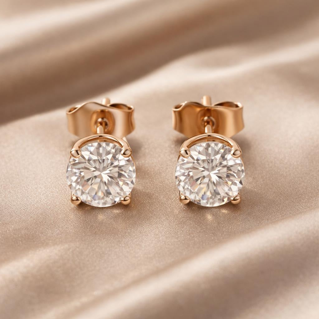 Pendientes de zirconio con oro blanco