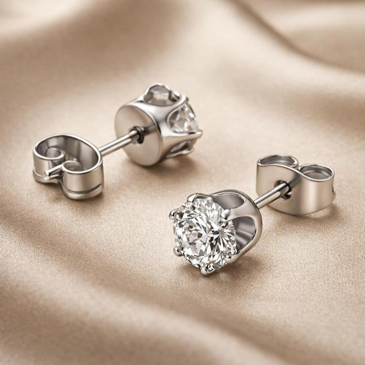 Pendientes de zirconio con oro blanco