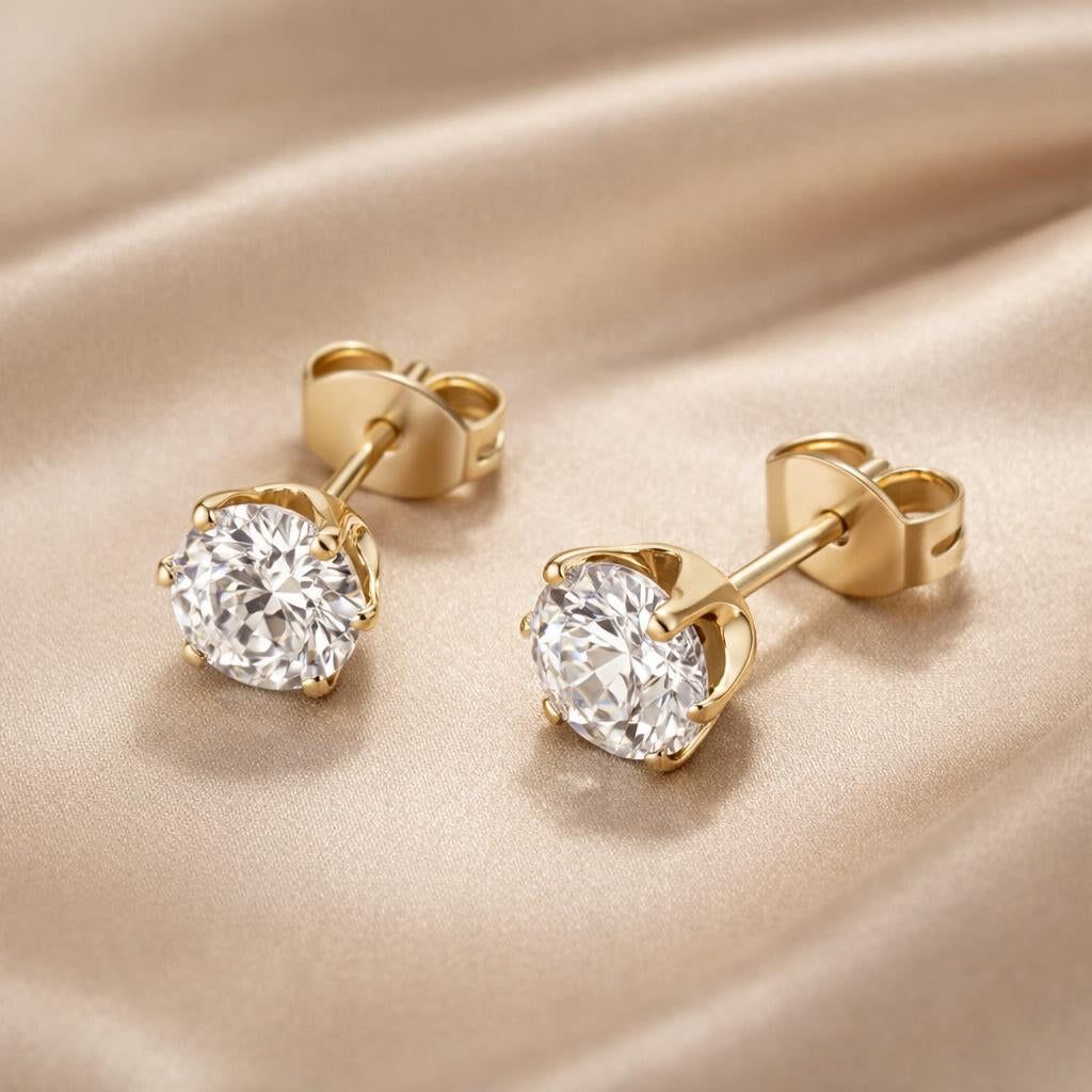 Pendientes de zirconio con oro blanco