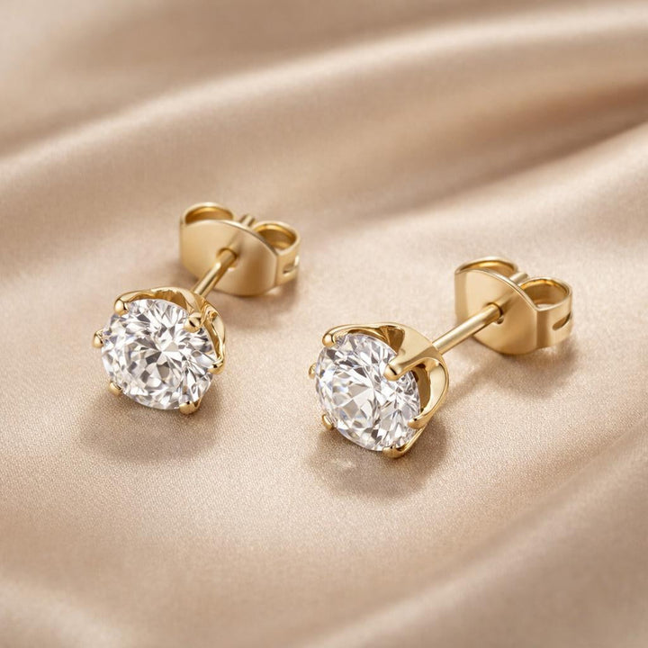 Pendientes de zirconio con oro blanco