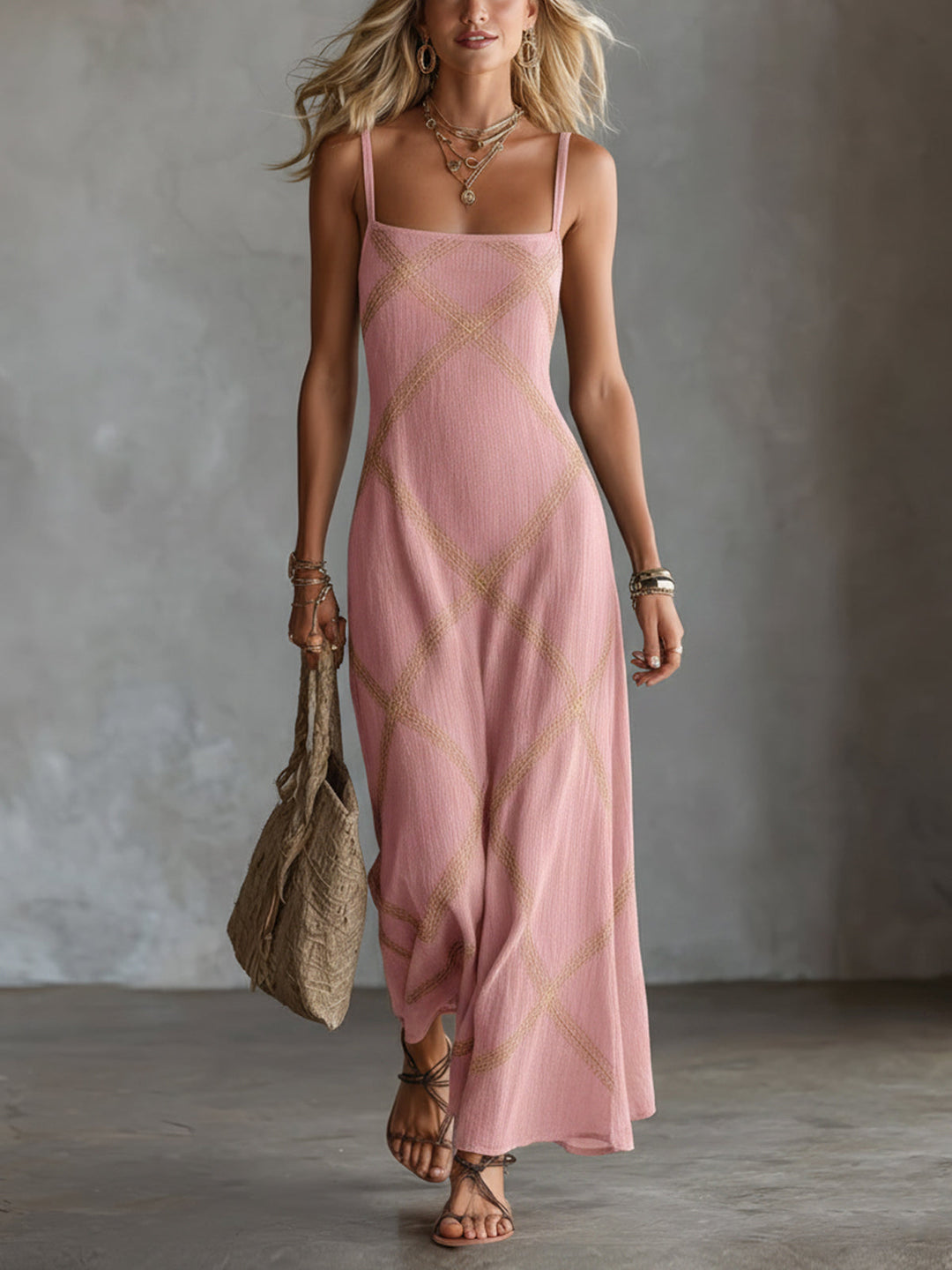 Vittoria – Vestido Geométrico Negro Camel