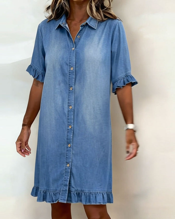 Maria | Vestido de Denim Cómodo con Pliegues Elevadores