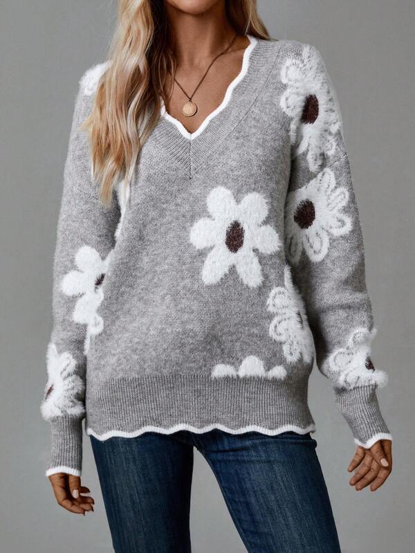 Belinha - Blusa elegante con escote en V y estampado floral