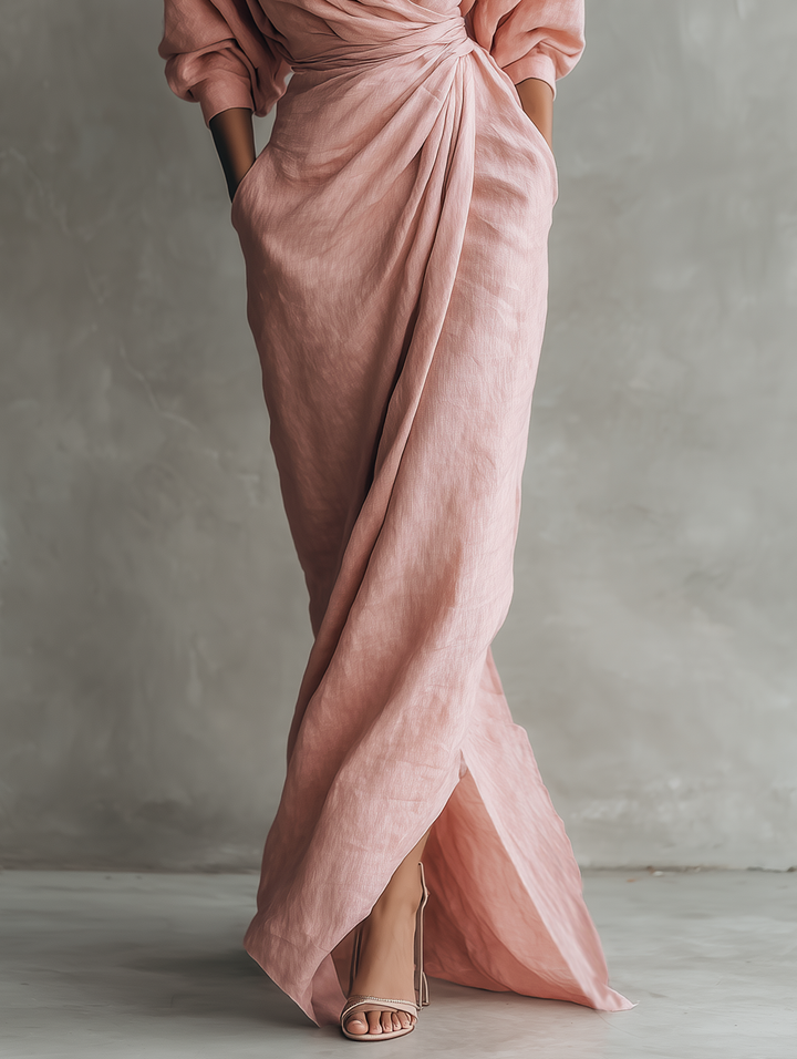 Robe Maxi Rosa Col V