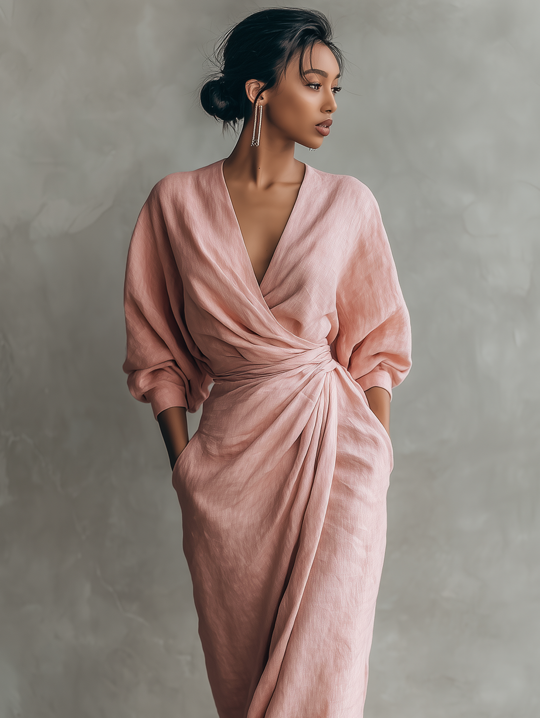 Robe Maxi Rosa Col V
