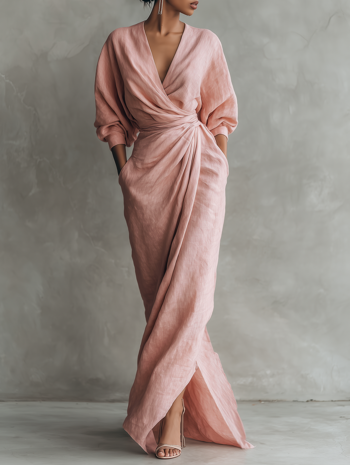 Robe Maxi Rosa Col V
