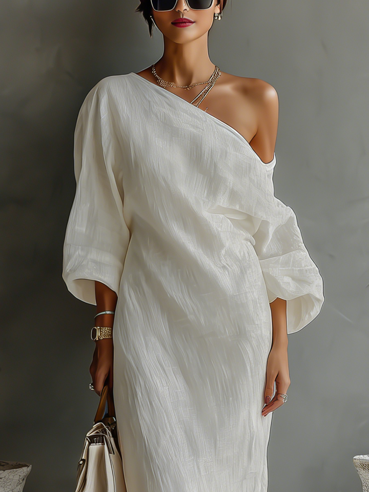 Vestido Ecru Sin Hombros
