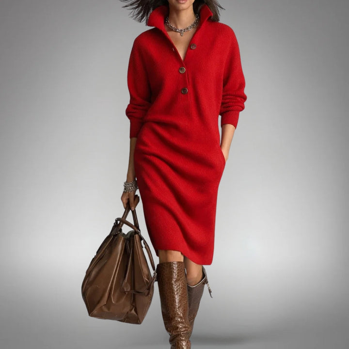 Marion™ | Vestido de punto suave con botones
