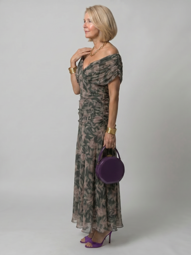Calen | Vestido Midi Casual con Hombros Descubiertos
