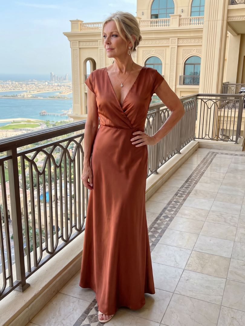 Samouse | Vestido Maxi de Manga Corta y Cuerpo Cruzado