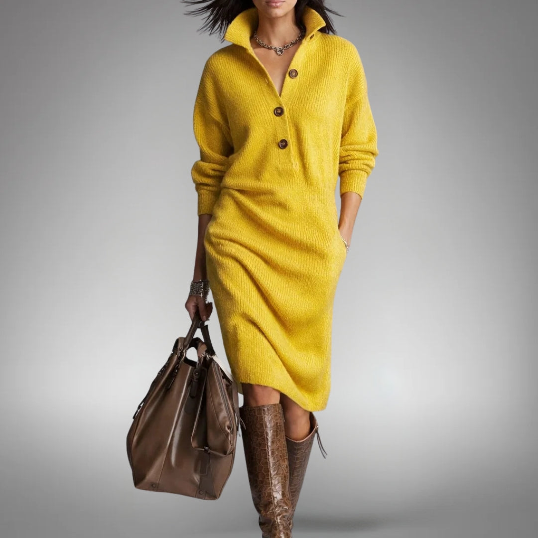 Marion™ | Vestido de punto suave con botones
