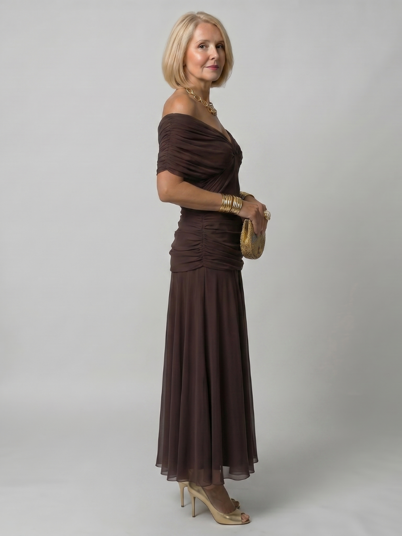 Calen | Vestido Midi Casual con Hombros Descubiertos