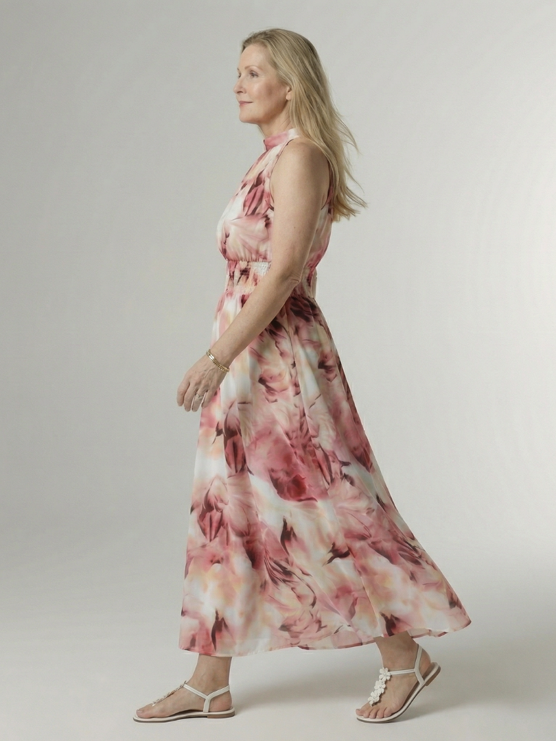 Sylin | Vestido Midi con Escote Halter Fruncido