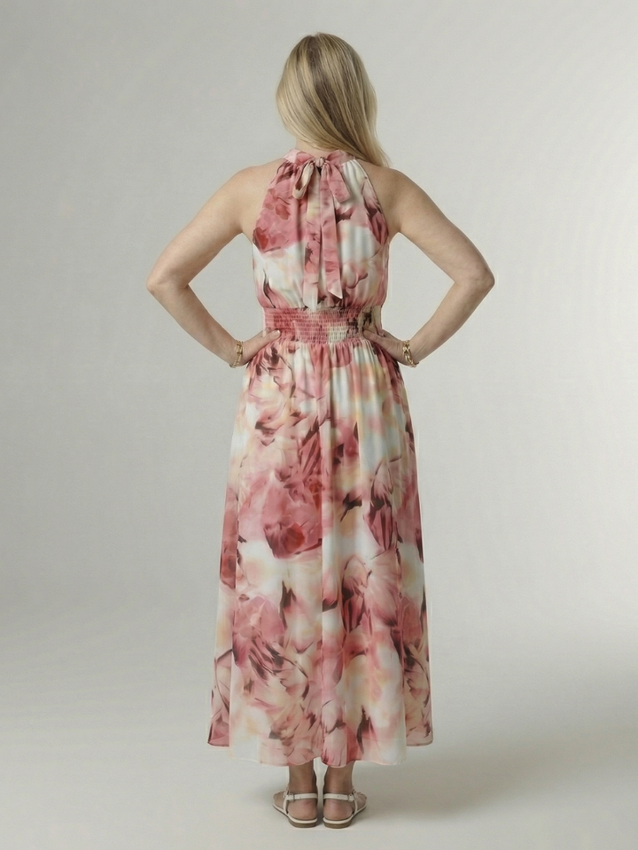 Sylin | Vestido Midi con Escote Halter Fruncido
