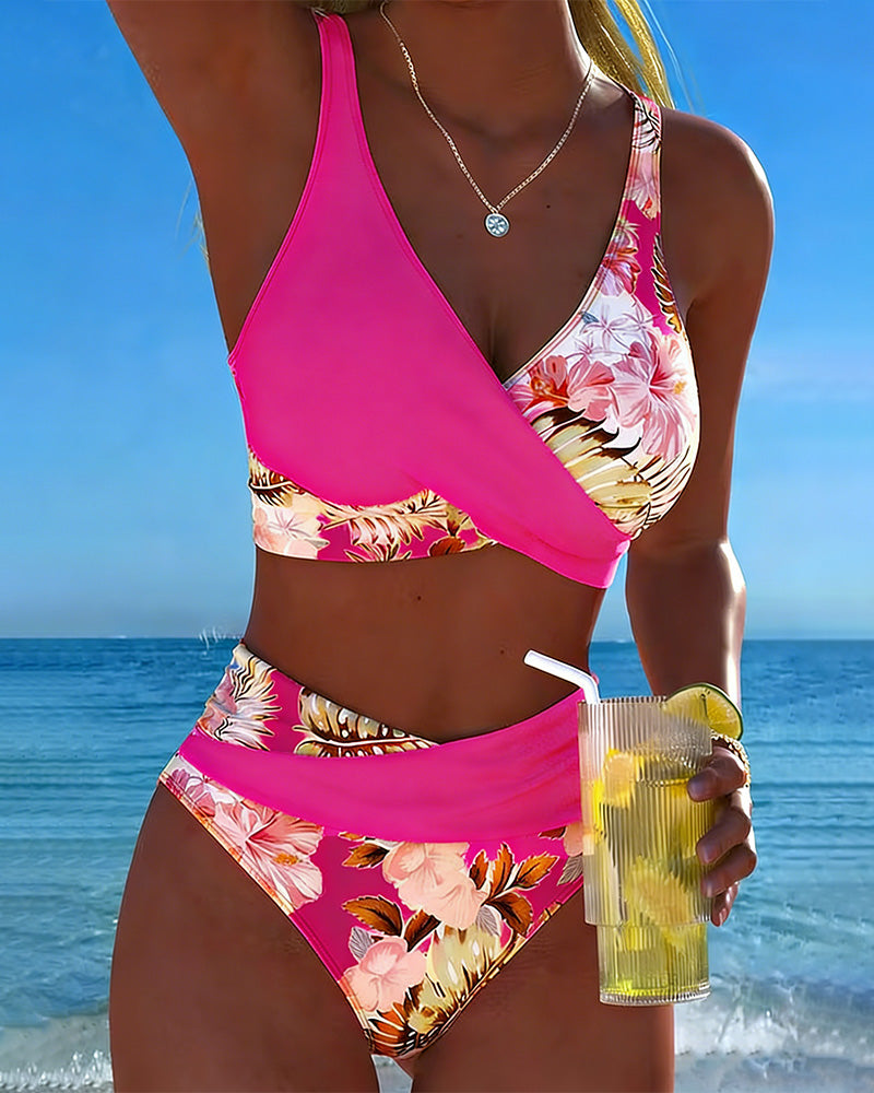 Jolina | Bikini Floral con Abertura Contrastante