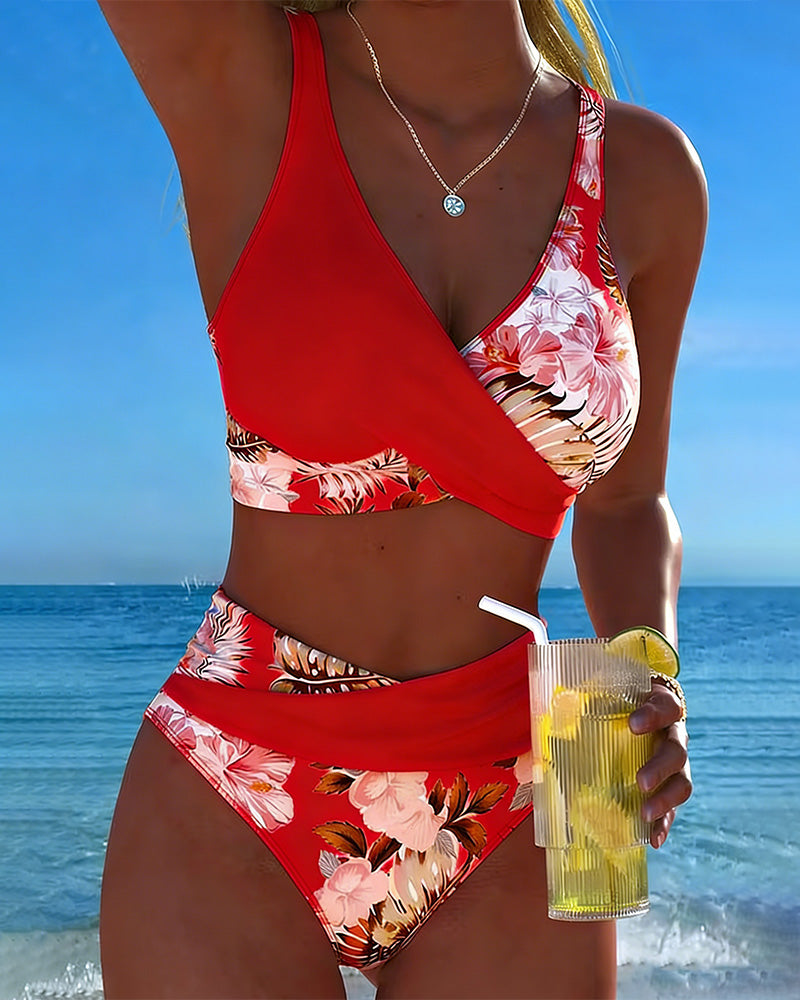Jolina | Bikini Floral con Abertura Contrastante