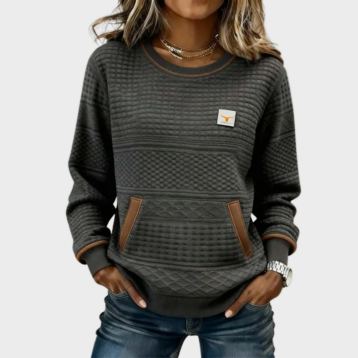 Mies - Sudadera estructurada en color bloque con cuello redondo