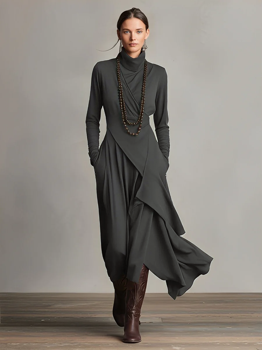 Ropa Maxi Asimétrica Plisada de Algodón Boho Morado para Mujeres MDA2055J9I