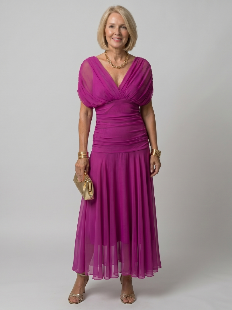 Calen | Vestido Midi Casual con Hombros Descubiertos