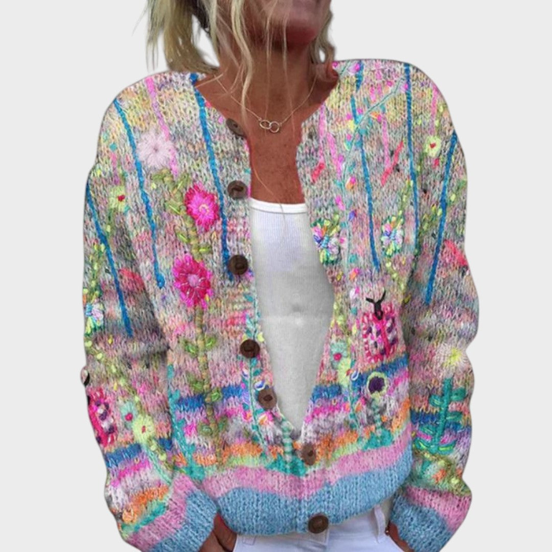 Teresa - Cárdigan floral de otoño