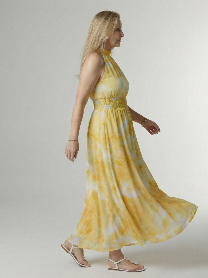 Sylin | Vestido Midi con Escote Halter Fruncido