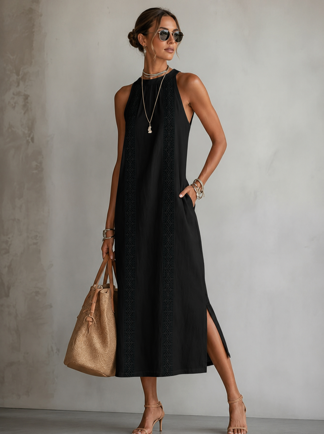 Marit | Vestido bordado ligero y que disimula el vientre con bolsillos