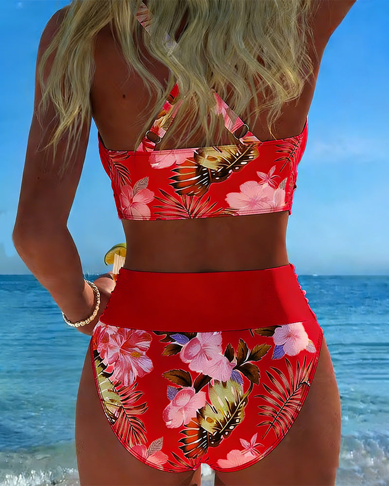 Jolina | Bikini Floral con Abertura Contrastante