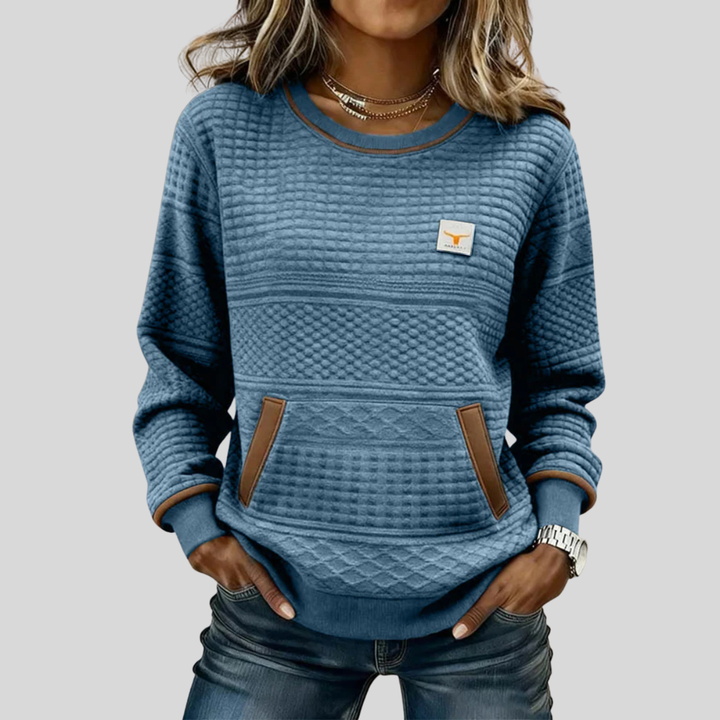 Mies - Sudadera estructurada en color bloque con cuello redondo