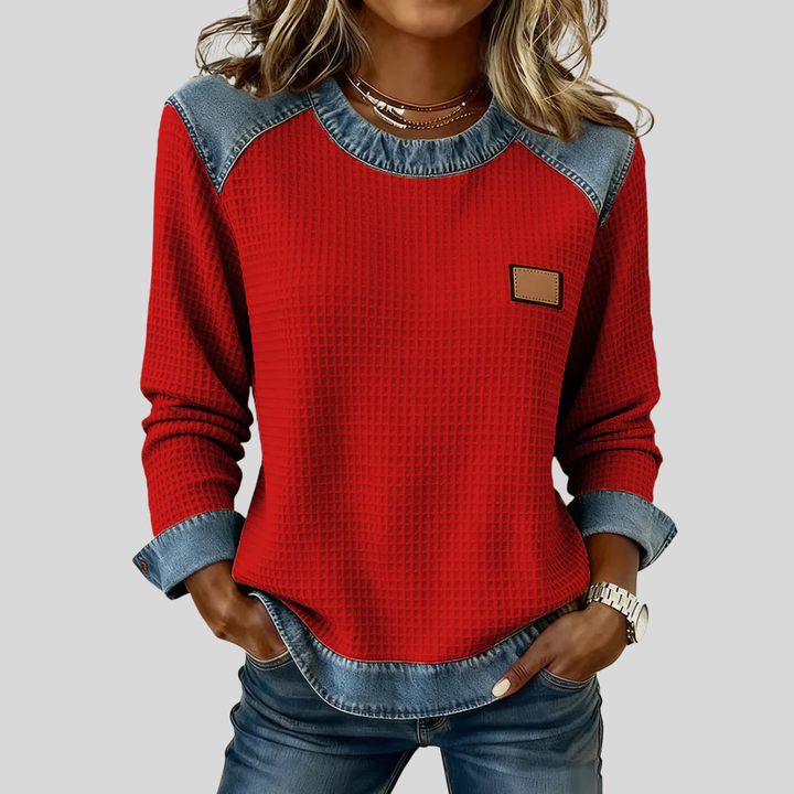 Hetty - Sudadera patchwork con textura gofrada
