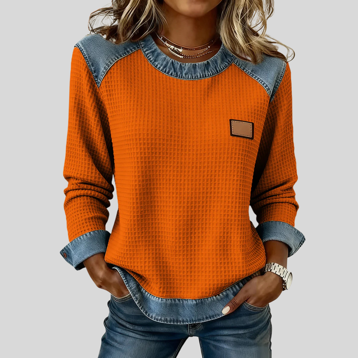 Hetty - Sudadera patchwork con textura gofrada