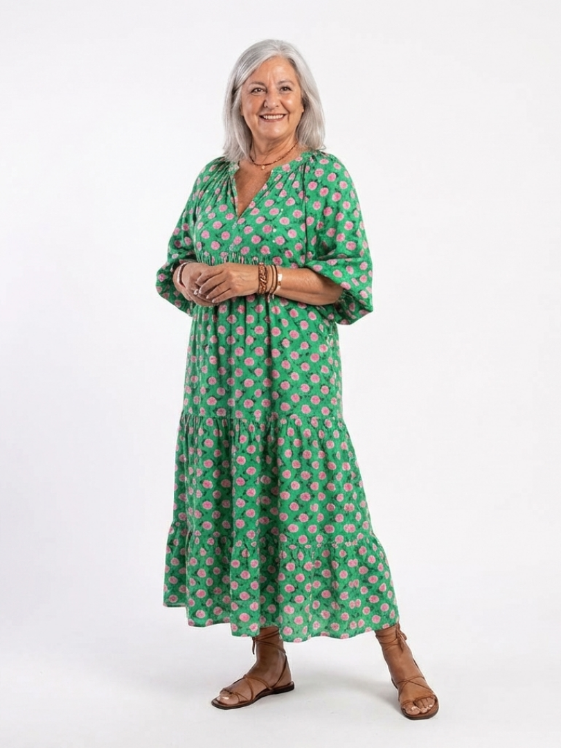 Fiora | Vestido midi con estampado floral y escote en V
