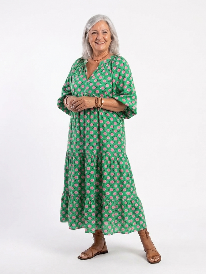 Fiora | Vestido midi con estampado floral y escote en V