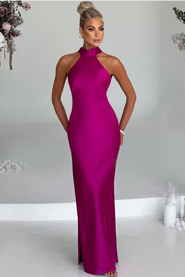 ZEYNEP | Vestido Maxi Satinado Elegante con Corte Halter