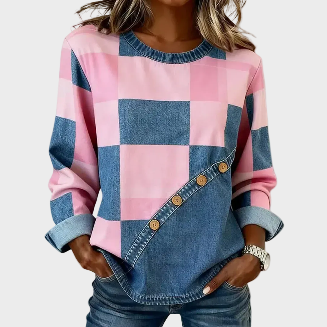 Tonnie - Sudadera de motivos patchwork en color bloque