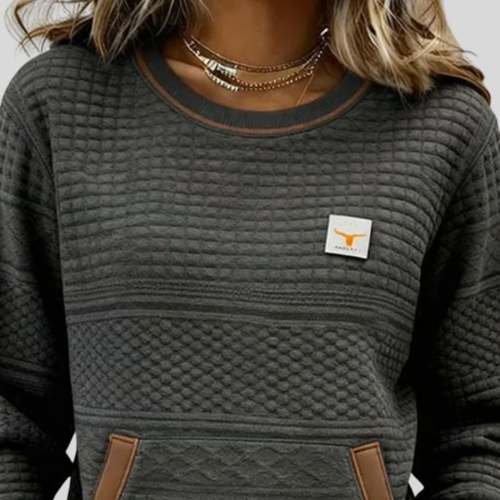Mies - Sudadera estructurada en color bloque con cuello redondo