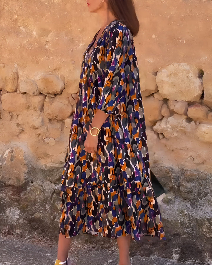 Anaëlle™ | Vestido Retro Impreso con Escote en V