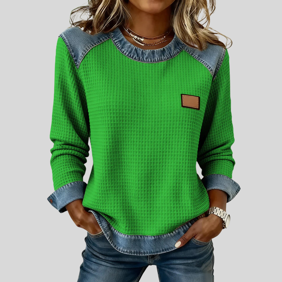 Hetty - Sudadera patchwork con textura gofrada