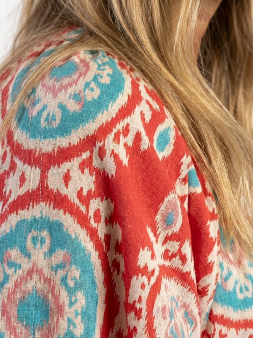 Zaria | Vestido midi con estampado paisley y escote en V con mangas cortas