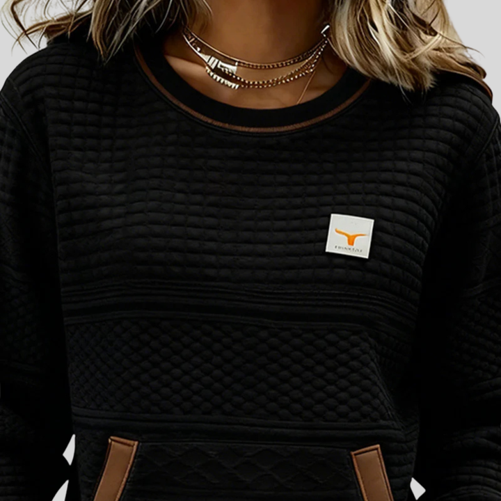 Mies - Sudadera estructurada en color bloque con cuello redondo
