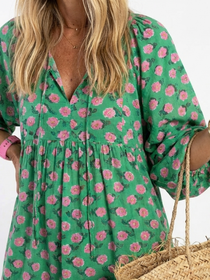 Fiora | Vestido midi con estampado floral y escote en V