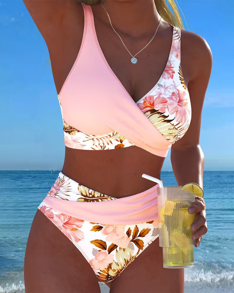 Jolina | Bikini Floral con Abertura Contrastante