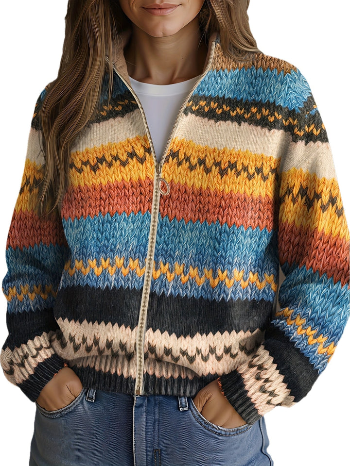 Yseult - Cárdigan multicolor en zigzag