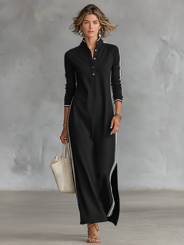 Ropa Maxi Sudadera Con Cuello Botonado