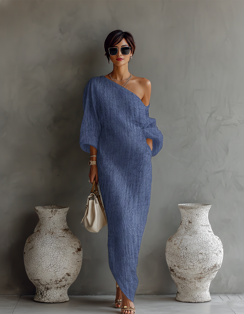 Vestido Ecru Sin Hombros