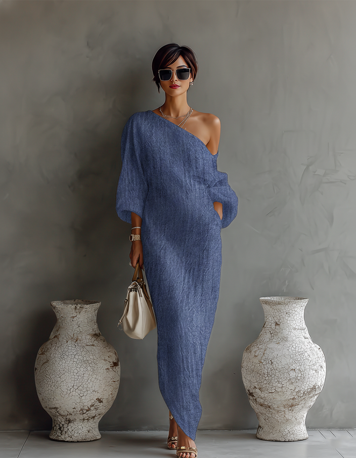 Vestido Ecru Sin Hombros
