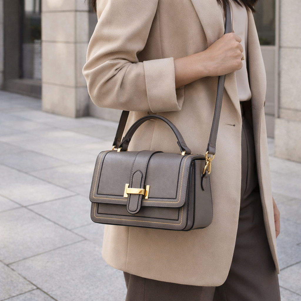 Luna Paris - Bolso de mano de cuero elegante